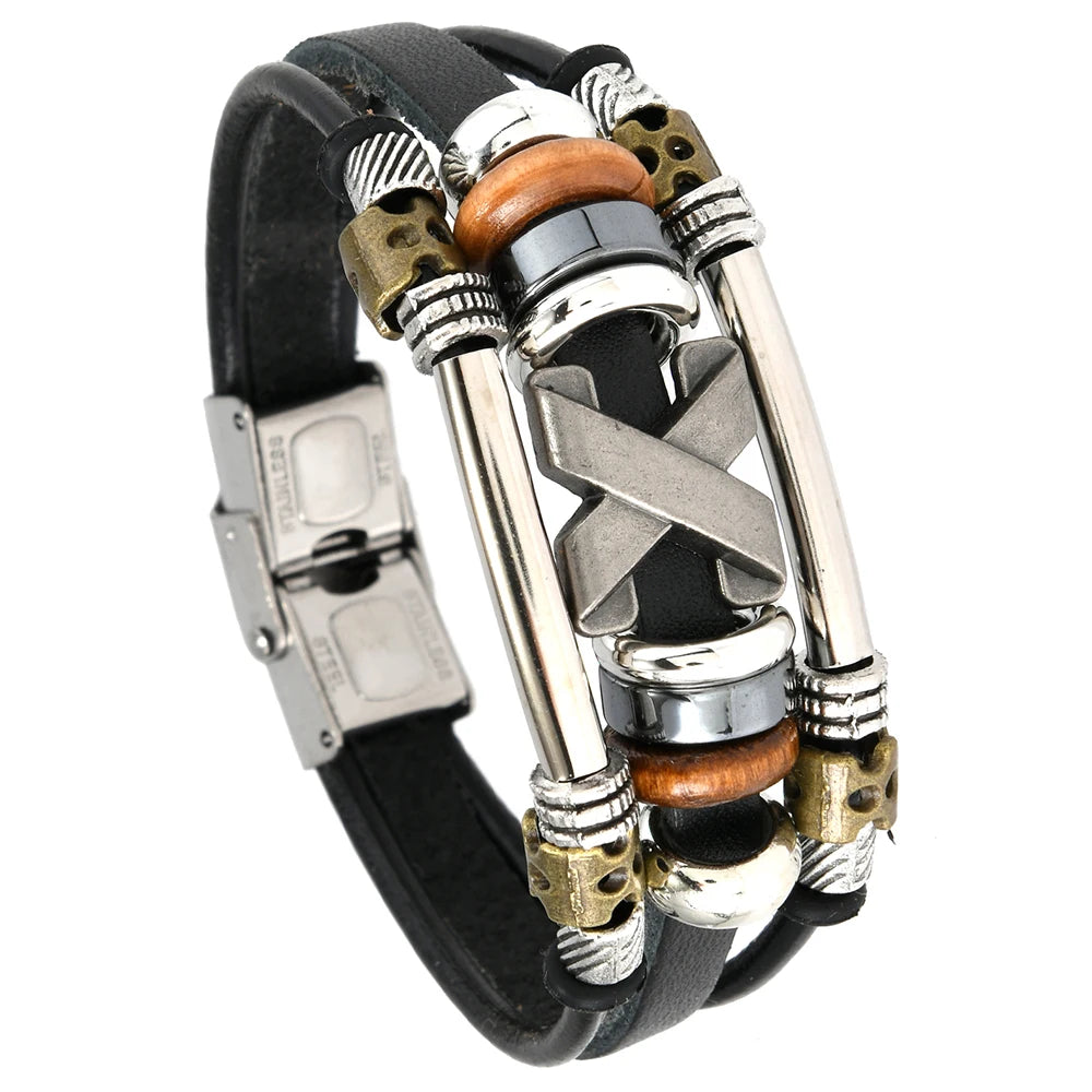FBA Handmade Genuine Leather Beaded Bracelet | Unisex Jewelry