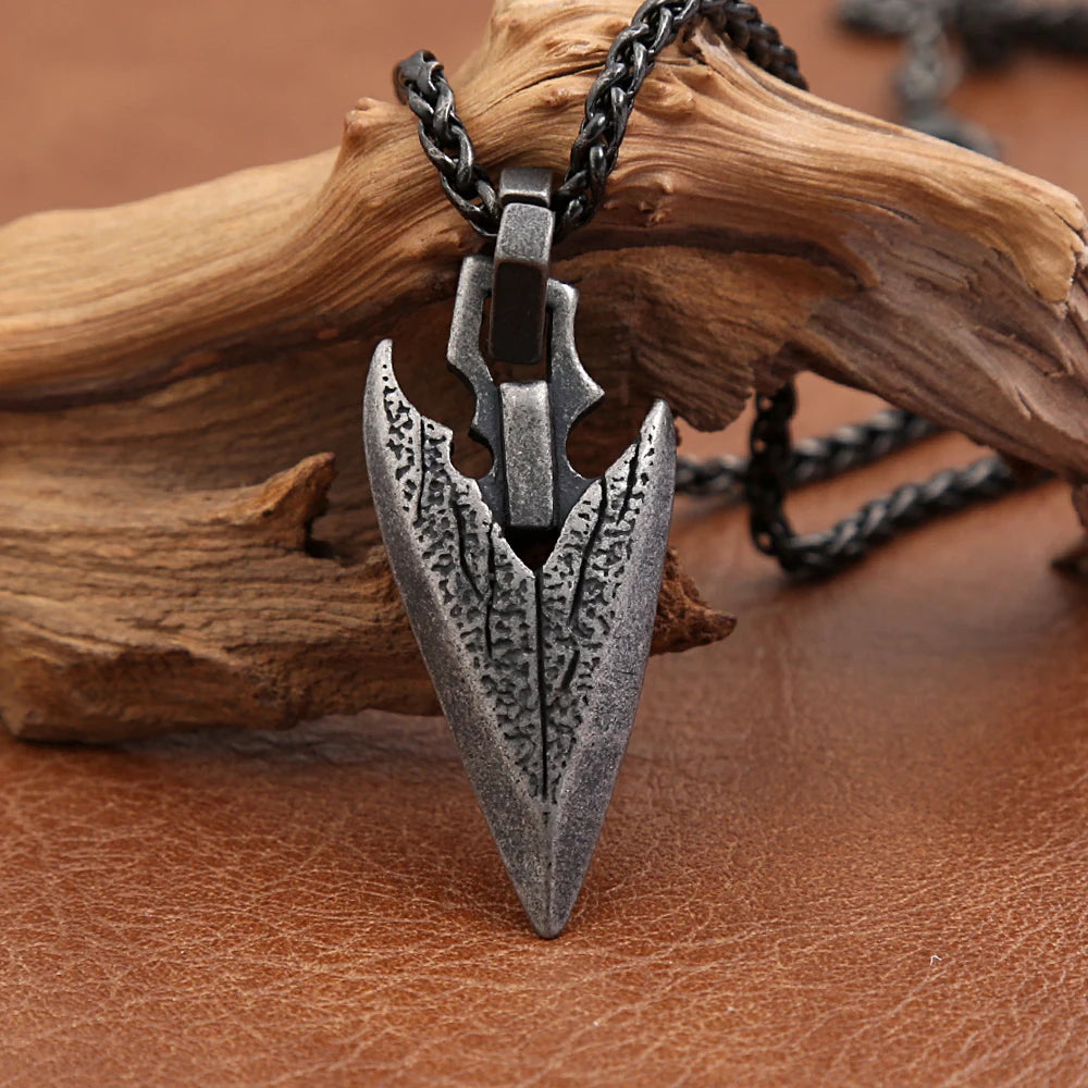 FBA Men's Native Spearhead Arrowhead Pendant Necklace | Stainless Steel Amulet