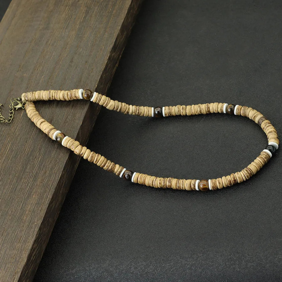 FBA Handmade Coconut Wood Healing Stone Choker | Men's Jewelry