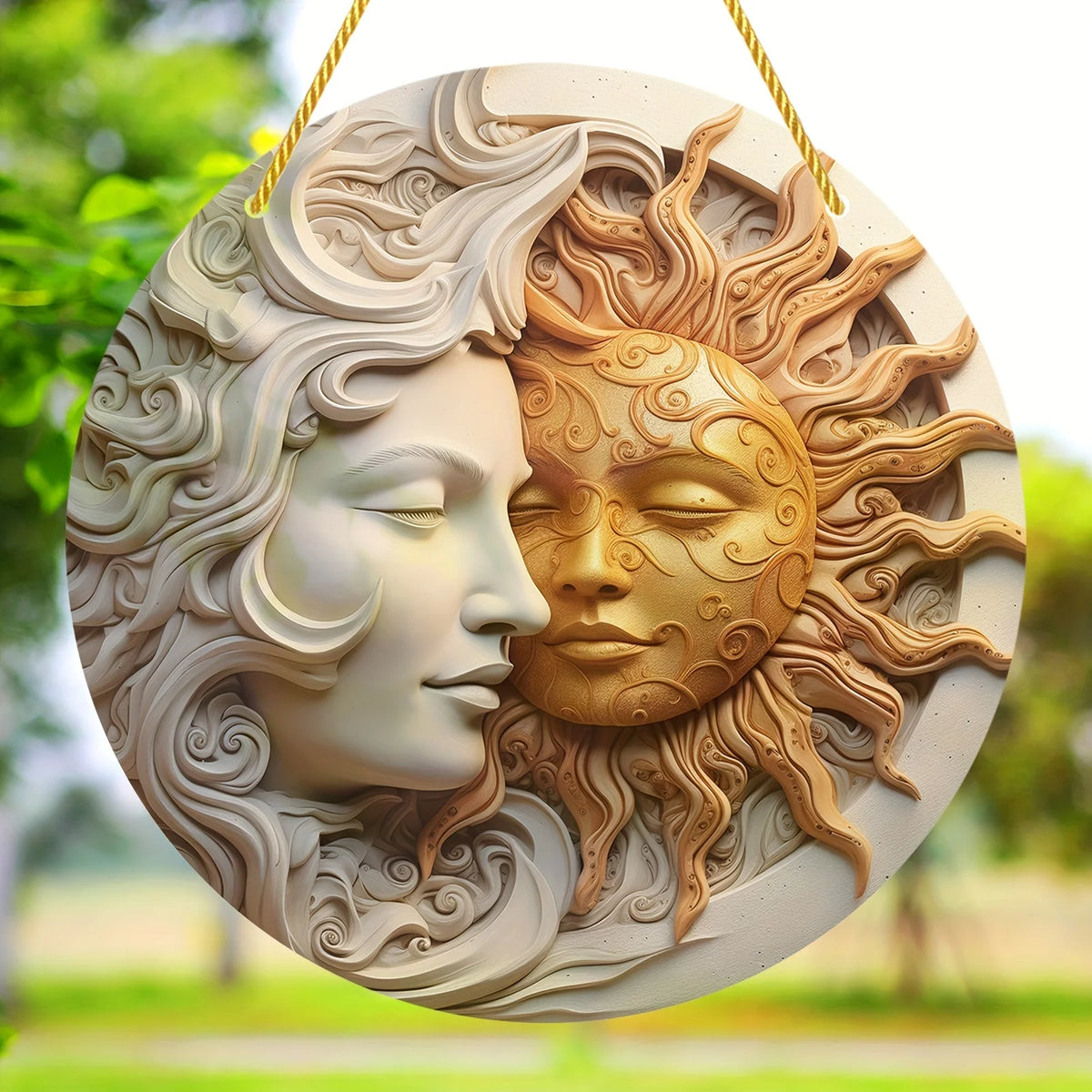 Bohemian Sun & Moon Acrylic Round Wall Art | Celestial Window Decor & Wreath Sign for Home & Garden