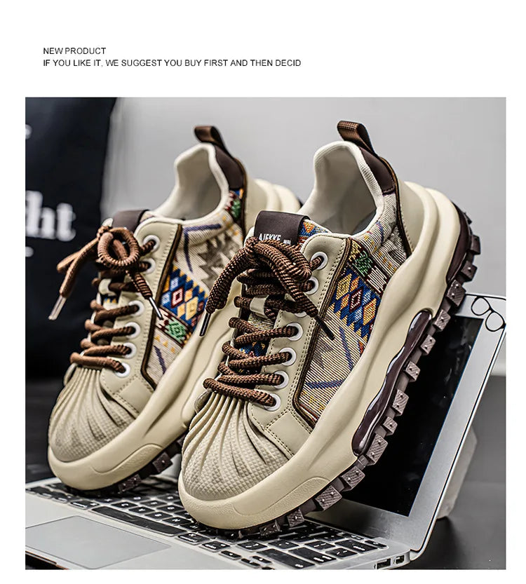 FBA Men's Low Top Thick Soled Platform Sneakers | Casual Sports Shoes