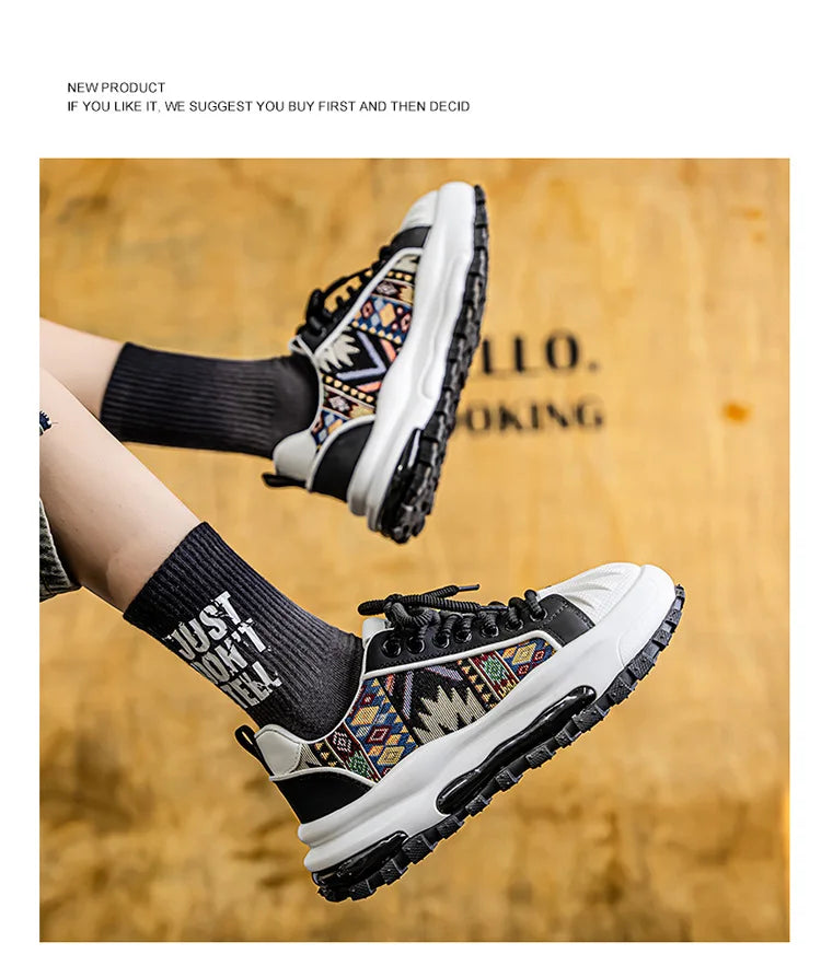 FBA Men's Low Top Thick Soled Platform Sneakers | Casual Sports Shoes