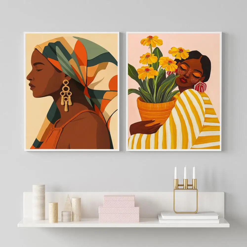 African Women Abstract Art Poster | HD Waterproof Self-Adhesive Wall Decor for Any Space
