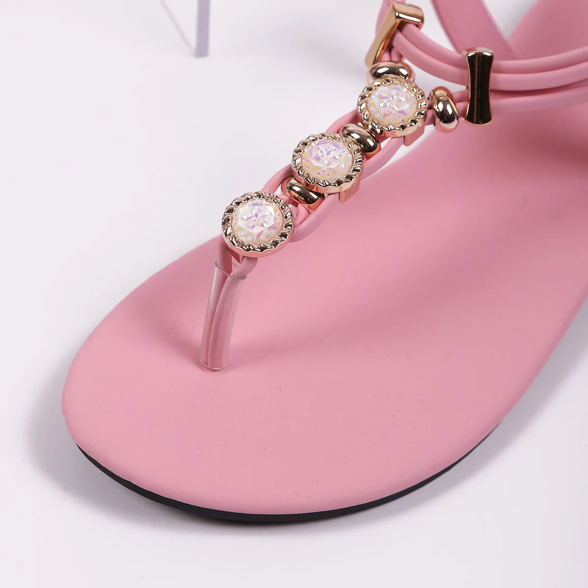 FBA Women's Handmade Beaded Fairy Style Flat Sandals | Plus Size Beach Shoes