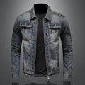 Men's Vintage Slim Fit Denim Jacket – Hip Hop Varsity Style | Blue | M–4XL | FBA Vibes