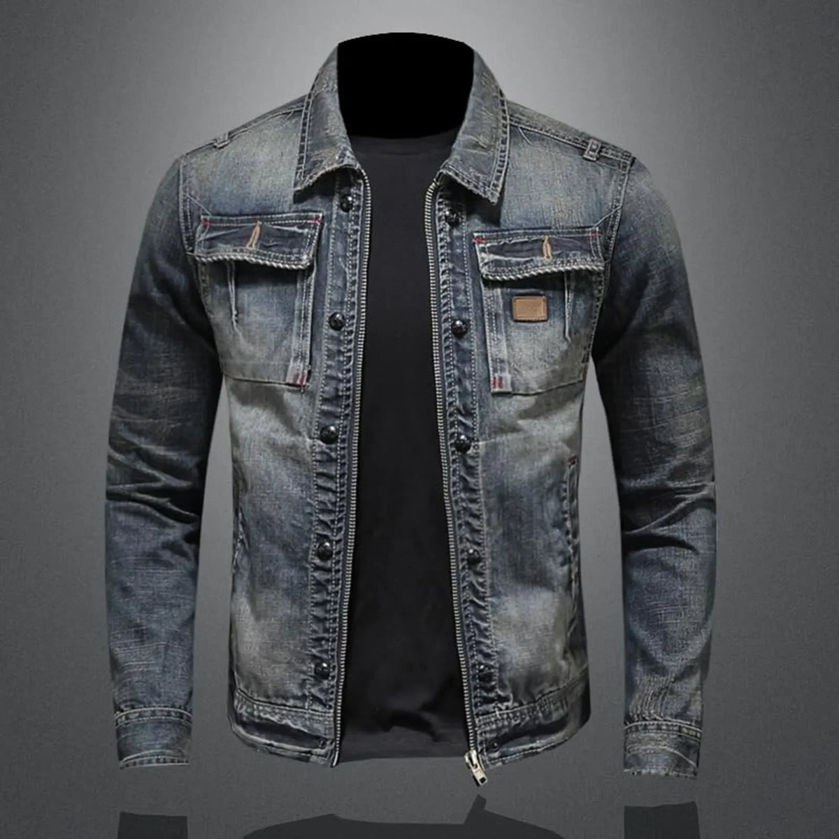 Men's Vintage Slim Fit Denim Jacket – Hip Hop Varsity Style | Blue | M–4XL | FBA Vibes