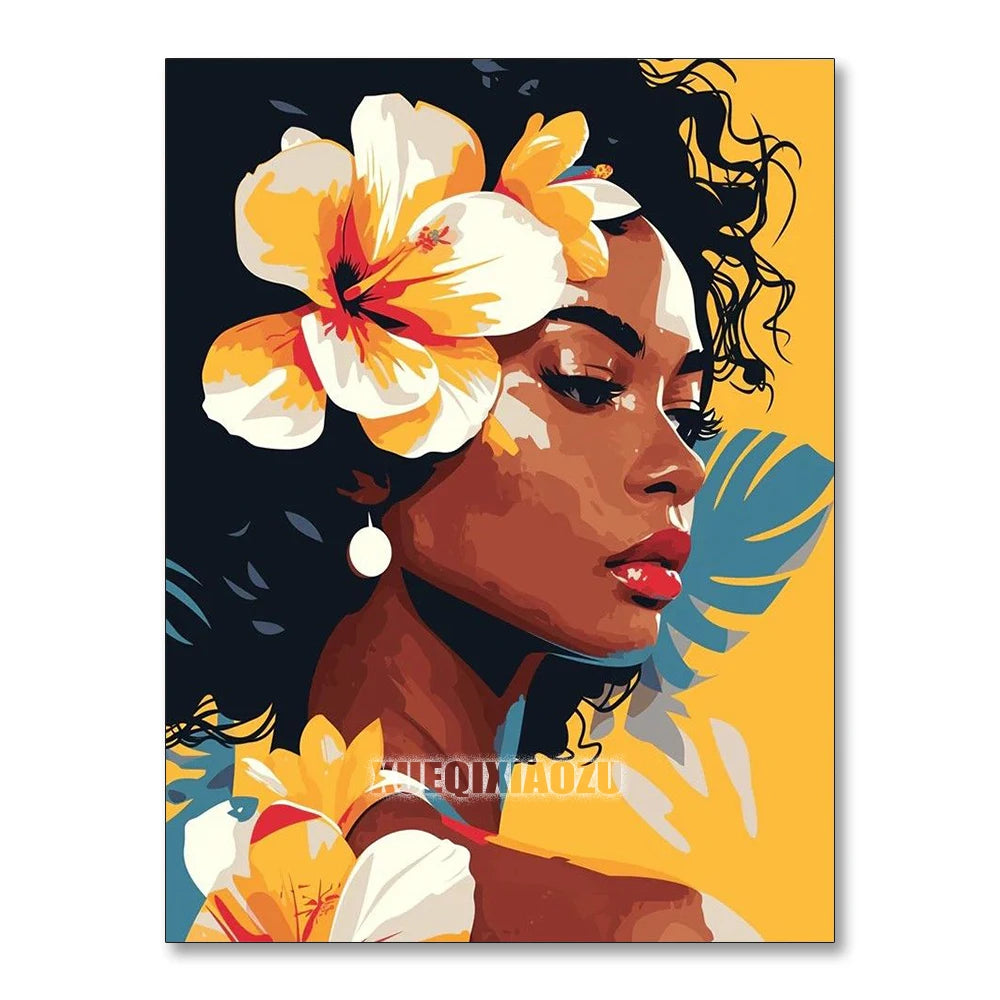 Abstract African Woman Diamond Painting Kit | Full Drill 5D DIY Mosaic Art