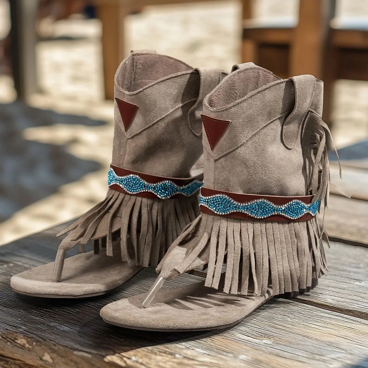 Women's Tassel Rhinestone Western Cowgirl Ankle Boot — Boho Summer Style