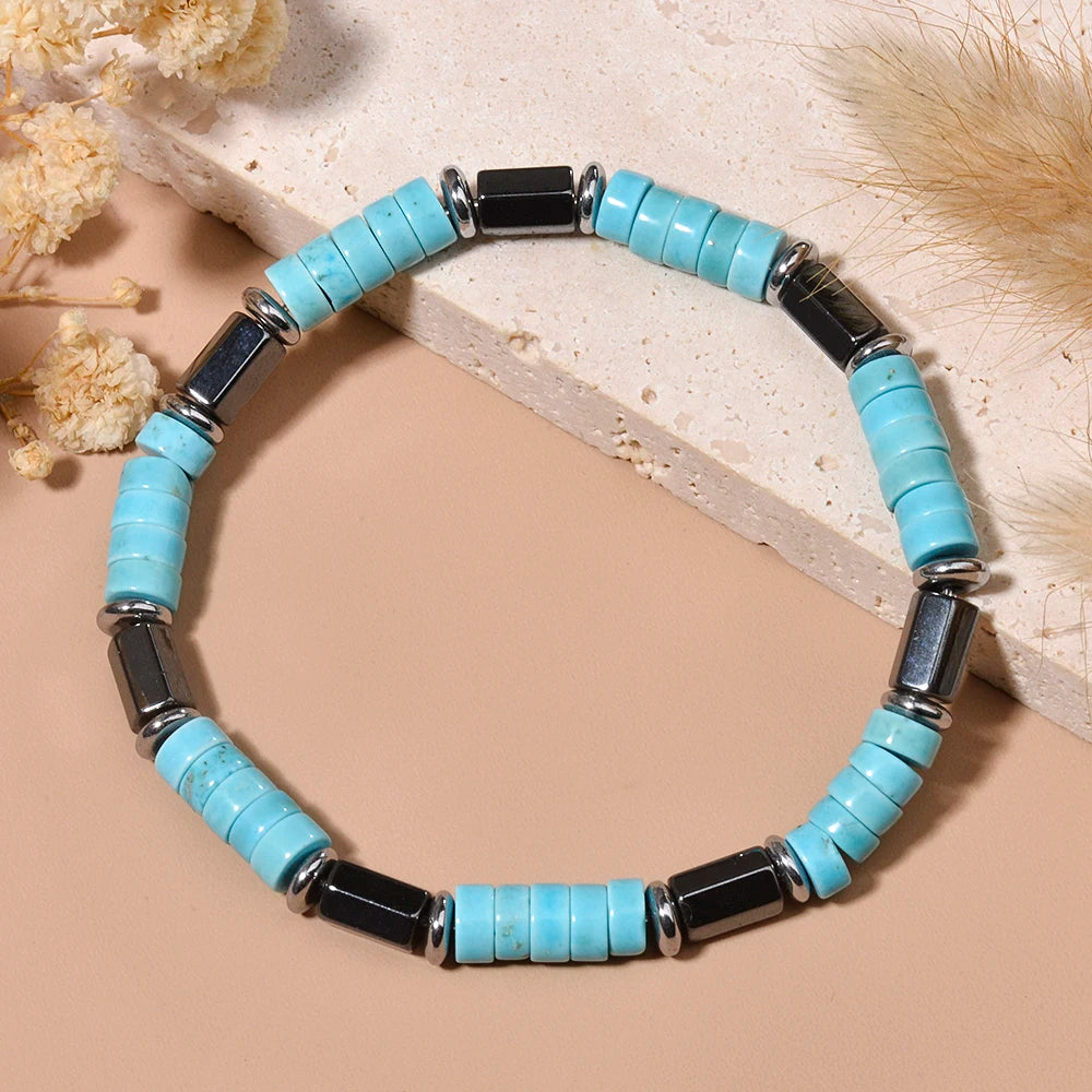 FBA Picture Jasper Hematite Beaded Stretch Bracelet | Men's Anniversary Gift