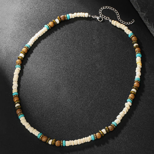 FBA Boho Coconut Shell Turquoise Bead Necklace | Men's Fashion Jewelry