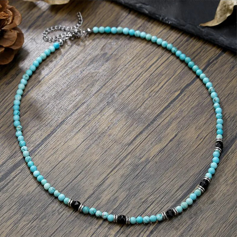 FBA Blue Beads Pendant Necklace for Men | Fashion Collar Jewelry