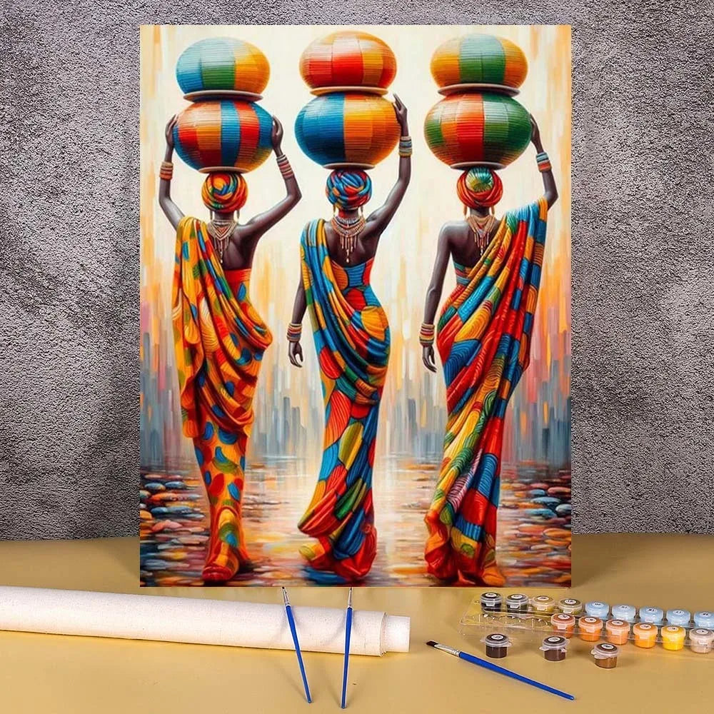 African Woman Paint by Numbers Kit | DIY Oil Painting on Canvas | Wall Art Gift