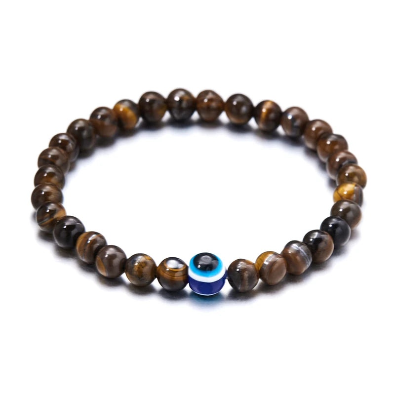 FBA Boho Tiger Eye Evil Eye Elastic Bracelet | Travel Jewelry Gift