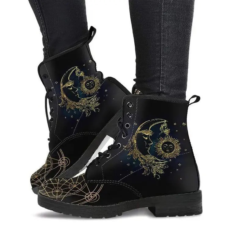 Women's British Punk Skull Print High-Top Ankle Boot