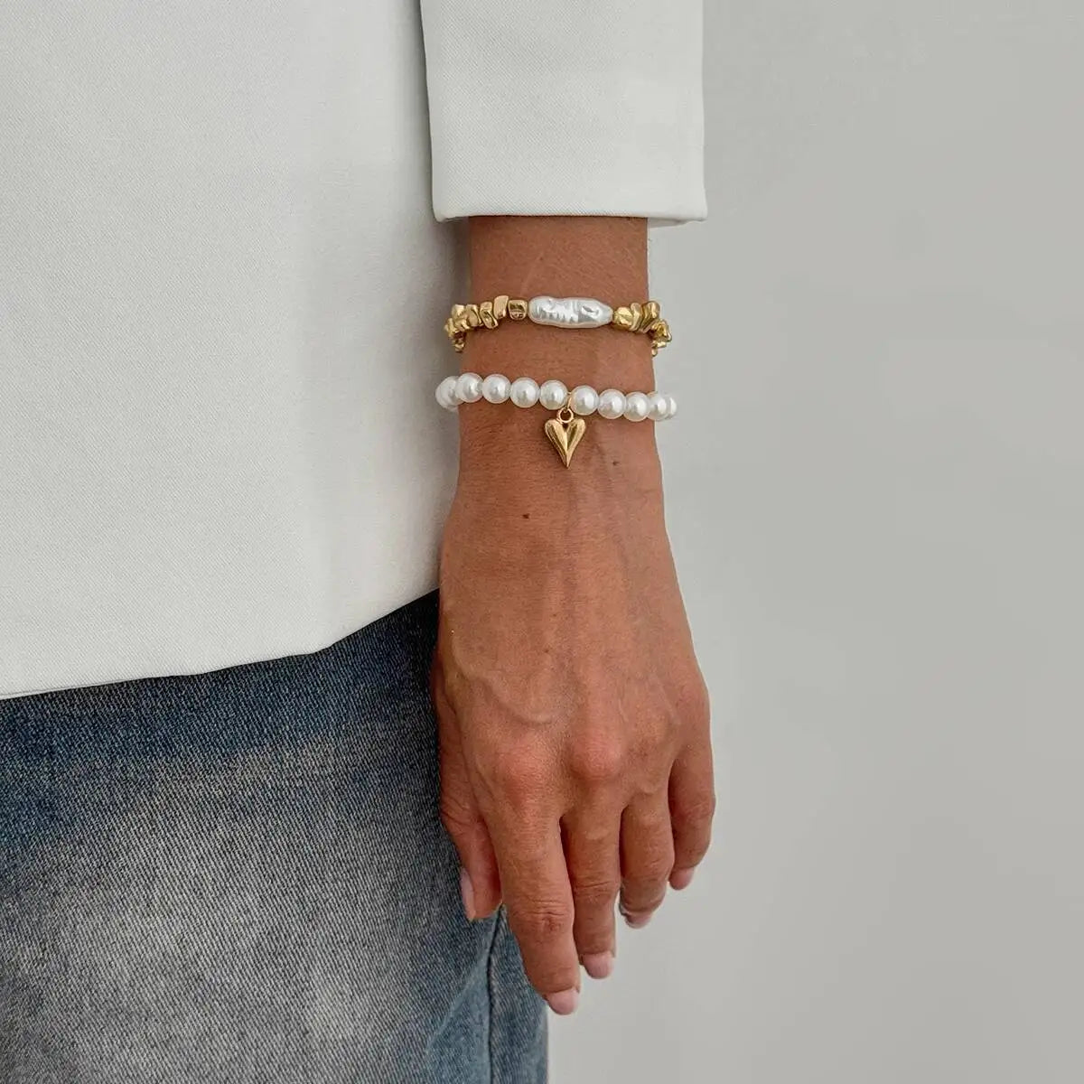 FBA Elegant Imitation Pearl Heart Bracelet for Women | Boho Jewelry Gift