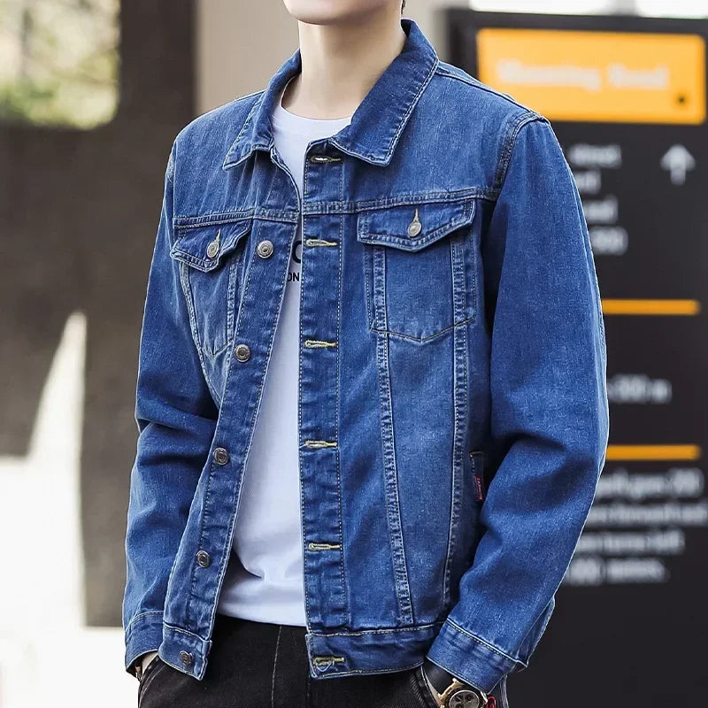 Men's Loose Fit Denim Jacket – Casual Workwear | 4 Colors | S–5XL | FBA Vibes