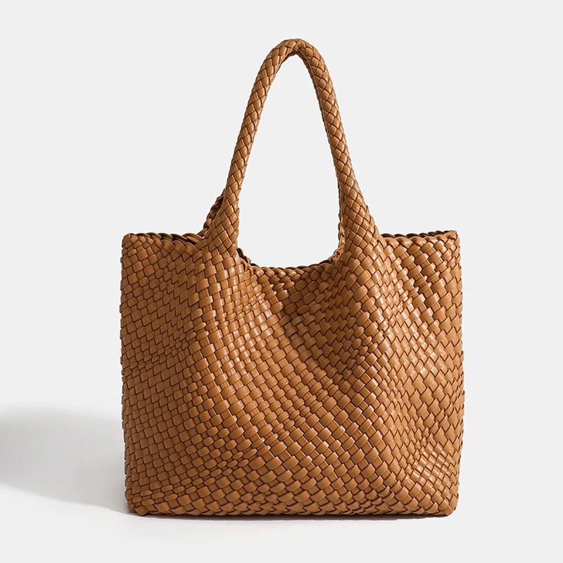 PU Woven Hobo Tote Bag with Coin Purse for Women – Soft Foldable Top-Handle Shoulder Bag
