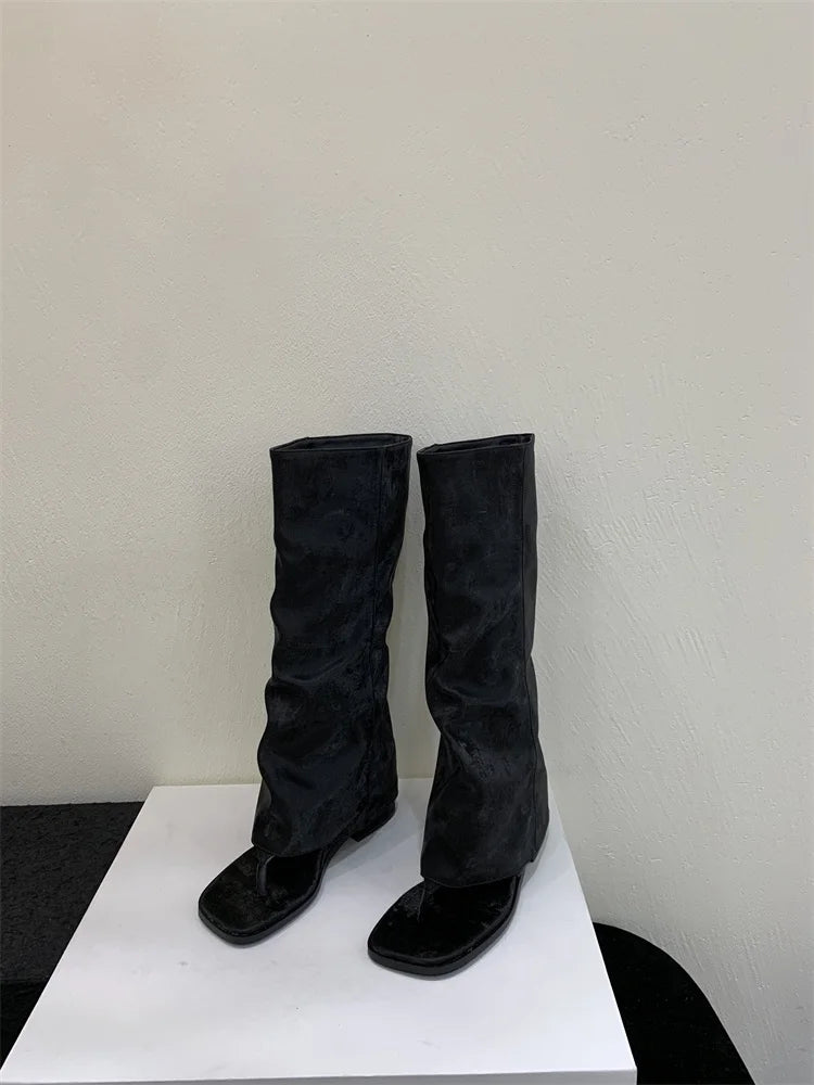 Women's Open-Toe Hollow Knee-High Sandal Boot