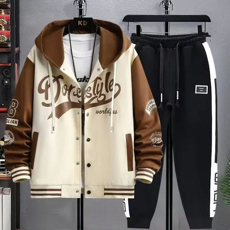 Men's 2-Piece Hooded Tracksuit Set – Hoodie & Jogger Pants | Letter Print | Plus Size M–8XL | FBA Vibes