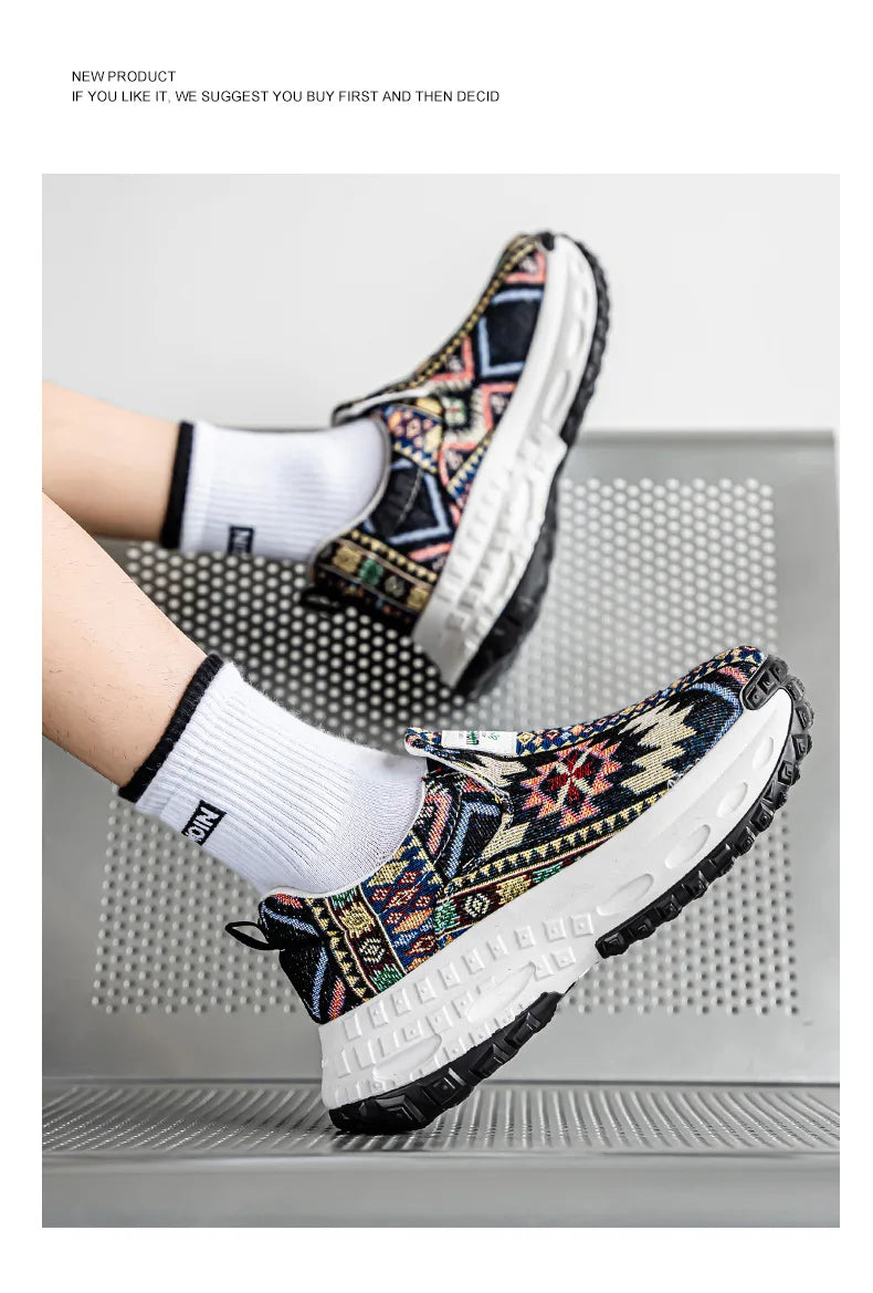 FBA Bohemia Print Canvas Sneakers | Breathable Anti-Slip Casual Shoes