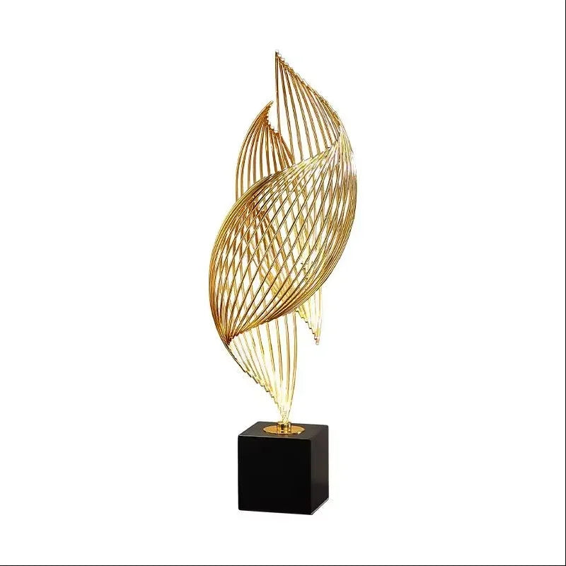 Abstract Gold Metal Sculpture | Modern Home & Office Decor Statue