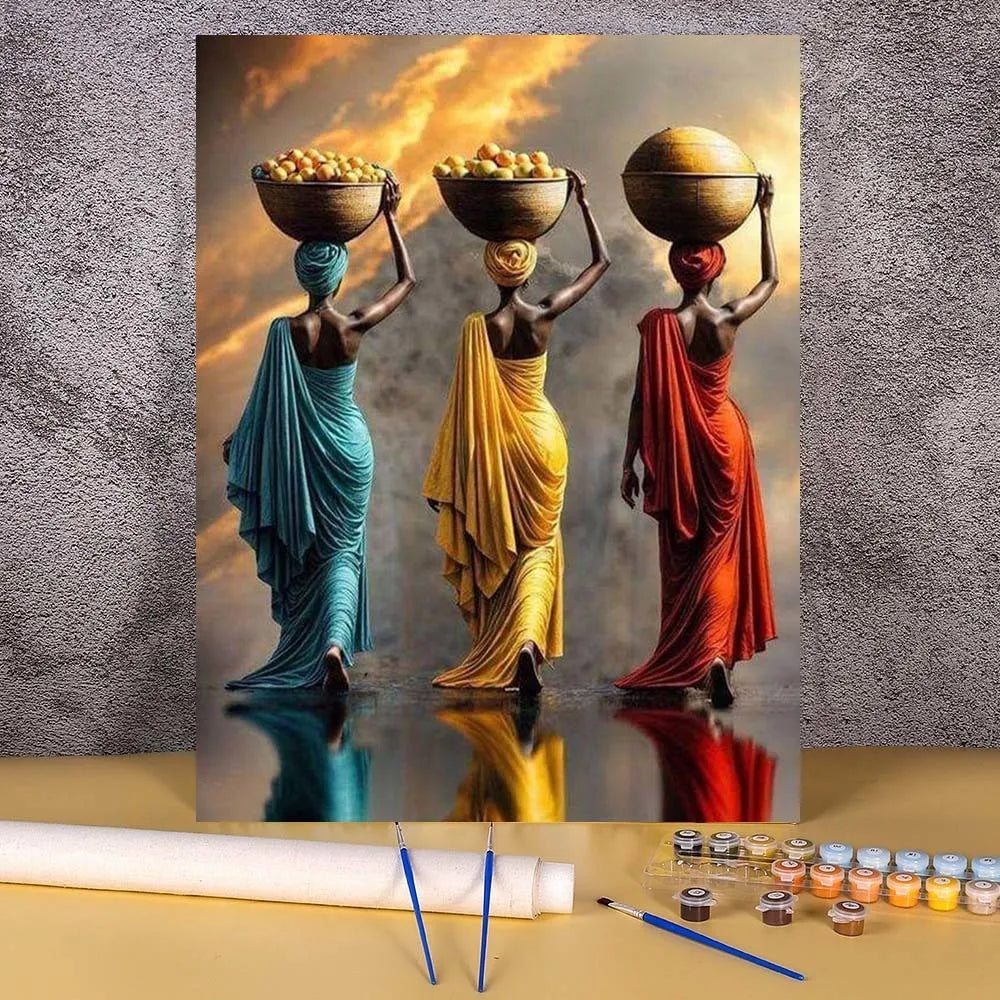 African Woman Paint by Numbers Kit | DIY Oil Painting on Canvas | Wall Art Gift