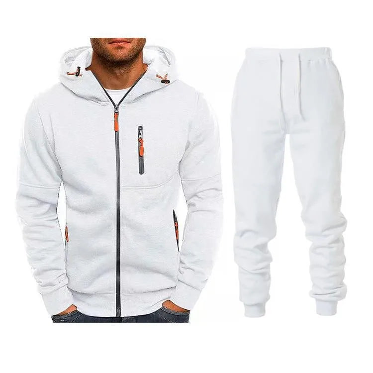 Men's 2-Piece Zip-Up Hoodie & Jogger Tracksuit Set – Fleece Sportswear Running Training Sweatsuit | Multiple Colors | S–3XL | FBA Vibes