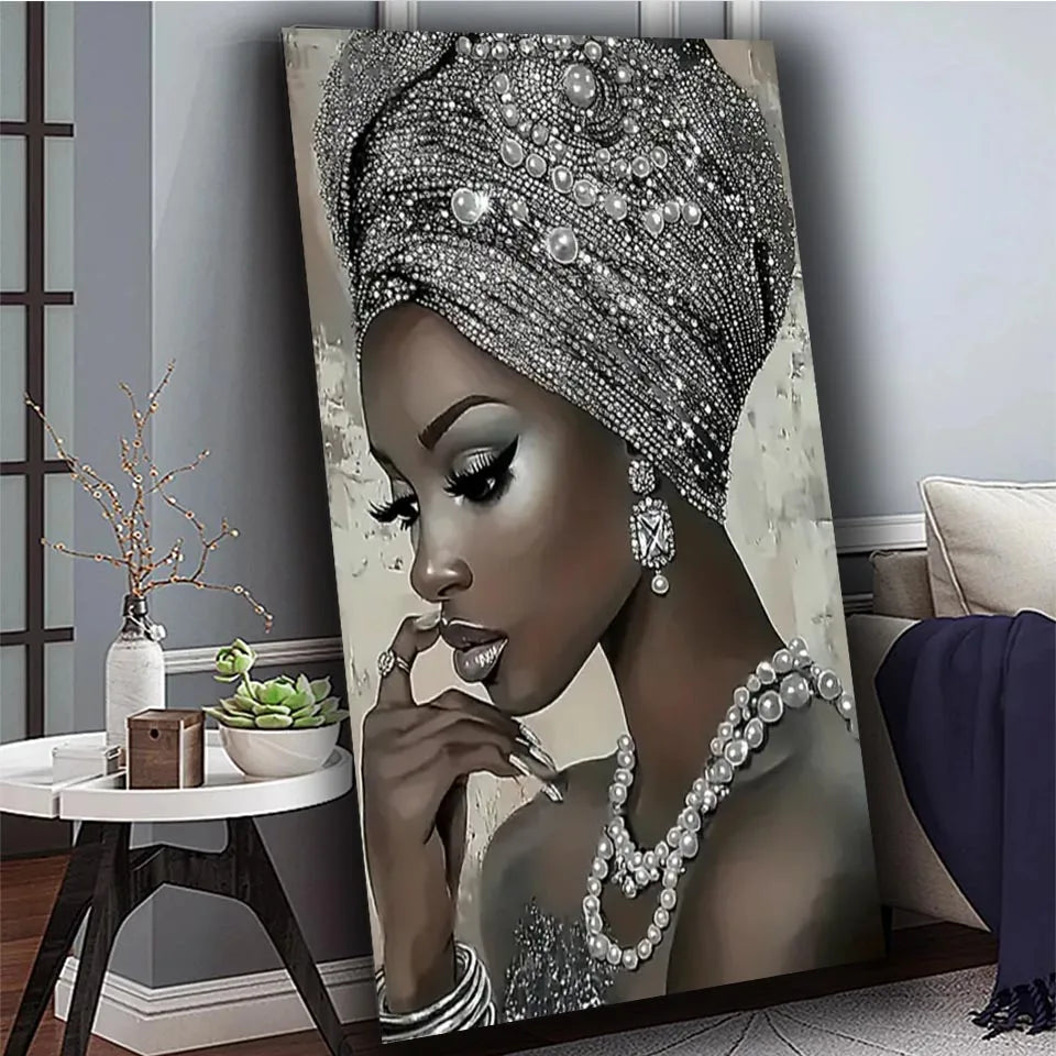 African American Woman Diamond Painting Kit | DIY Mosaic Art | FBA Vibes