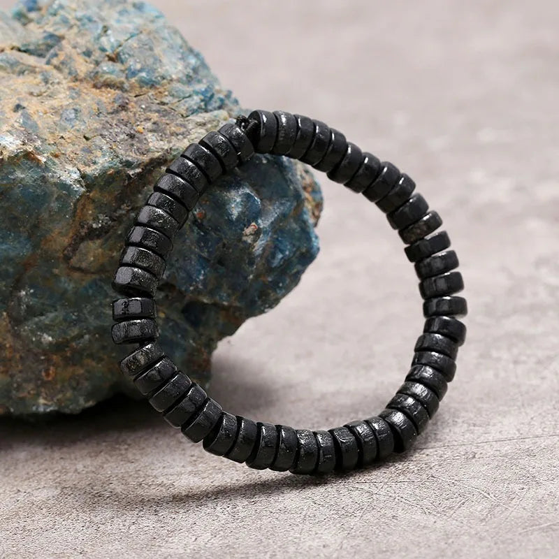 FBA Wooden Beaded Elastic Bracelet | Vintage Unisex Jewelry