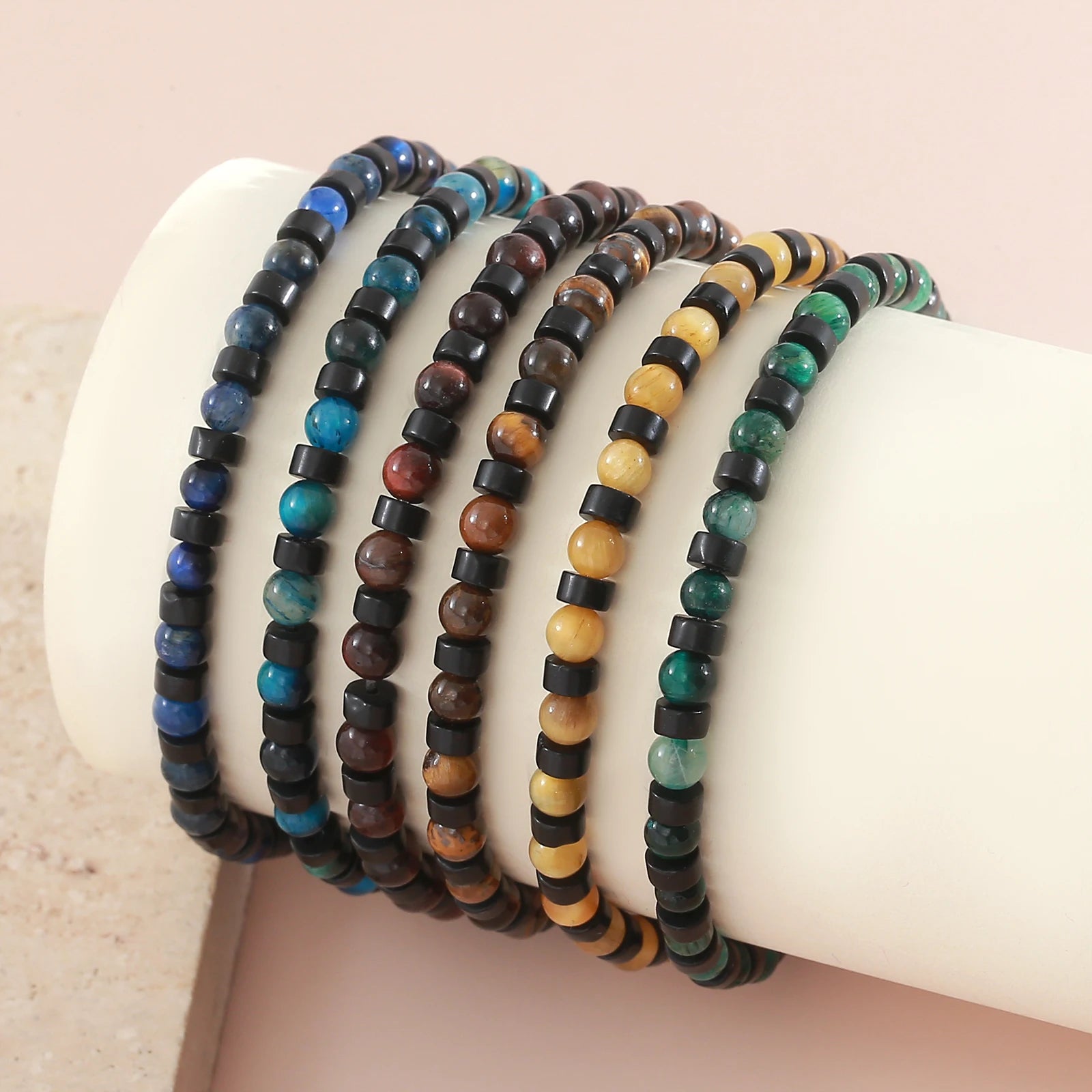 FBA Men's Natural Stone Beaded Elastic Bracelet | Handmade Jewelry Gift