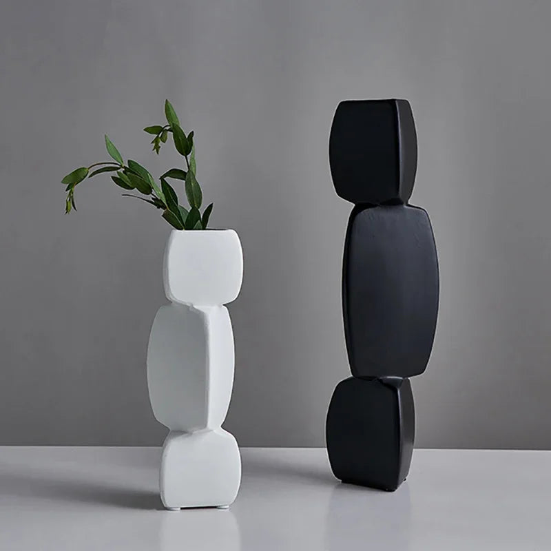 Modern Minimalist Ceramic Vase | Nordic Home Decor Flower Vase for Living Room & Shelf Display