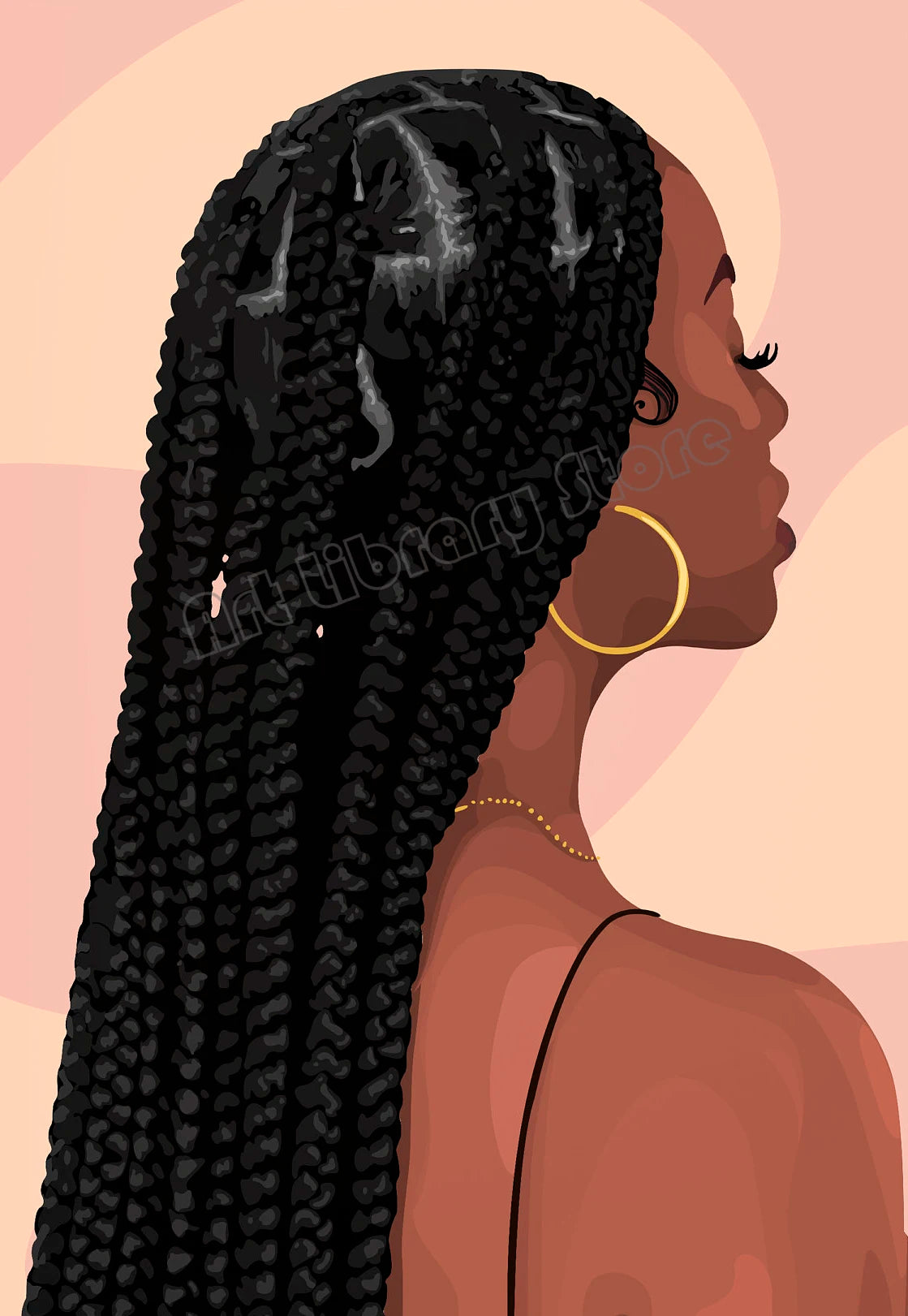 Black Woman Fashion Portrait Canvas Print | Makeup Jewelry Wall Art | FBA Vibes