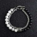 FBA Simple Black Natural Stone Beaded Chain Bracelet | Men's Travel Jewelry