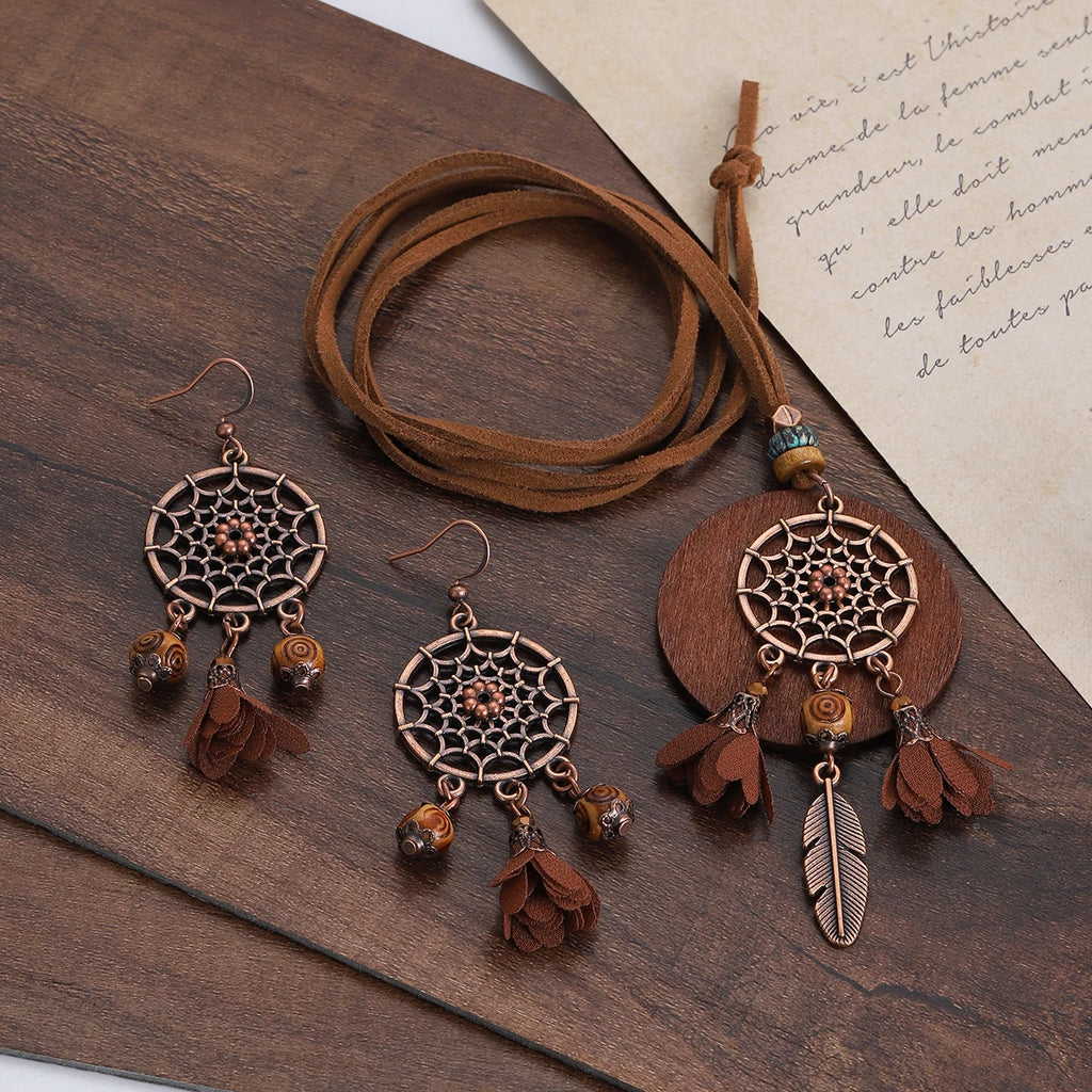 FBA Dream Catcher Feather Boho Leather Necklace | Women's Jewelry Gift