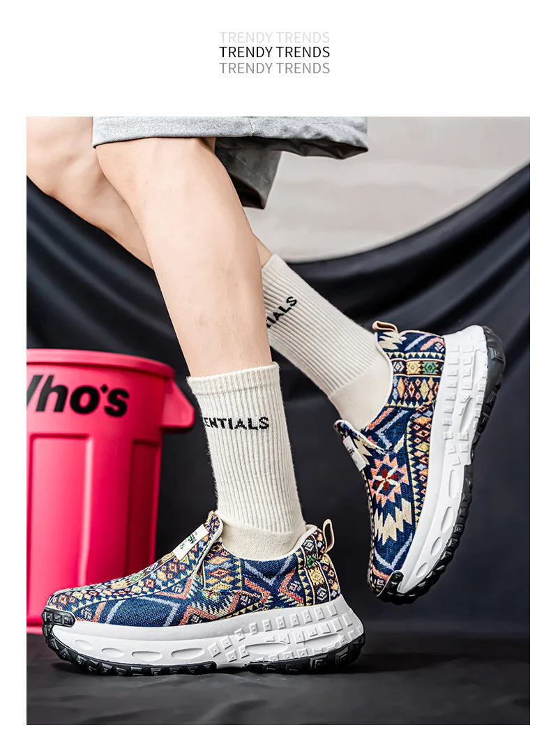 FBA Bohemia Print Canvas Sneakers | Breathable Anti-Slip Casual Shoes