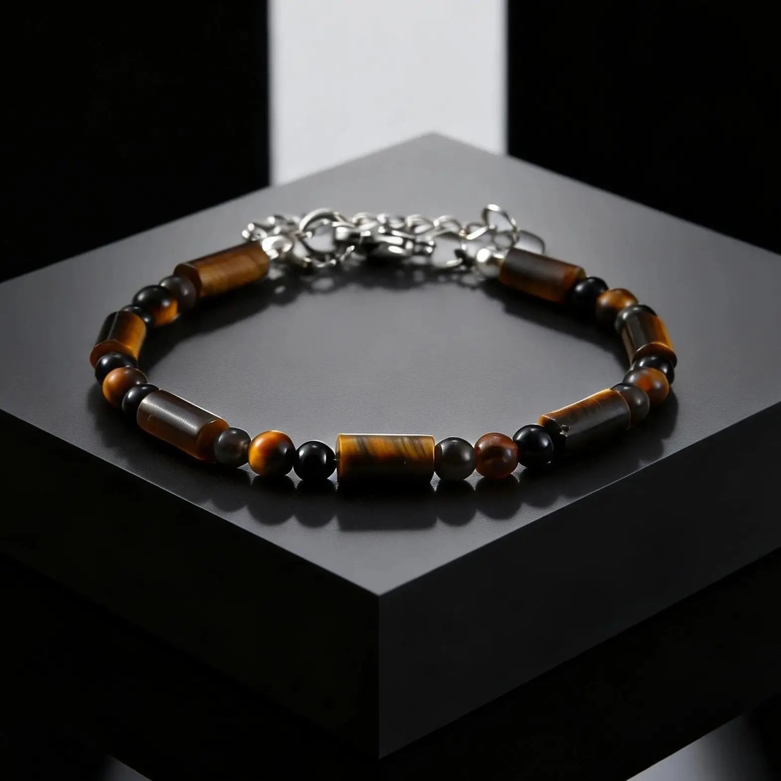 FBA Natural Stone Agate Tiger Eye Bracelet | Stainless Steel Jewelry Gift