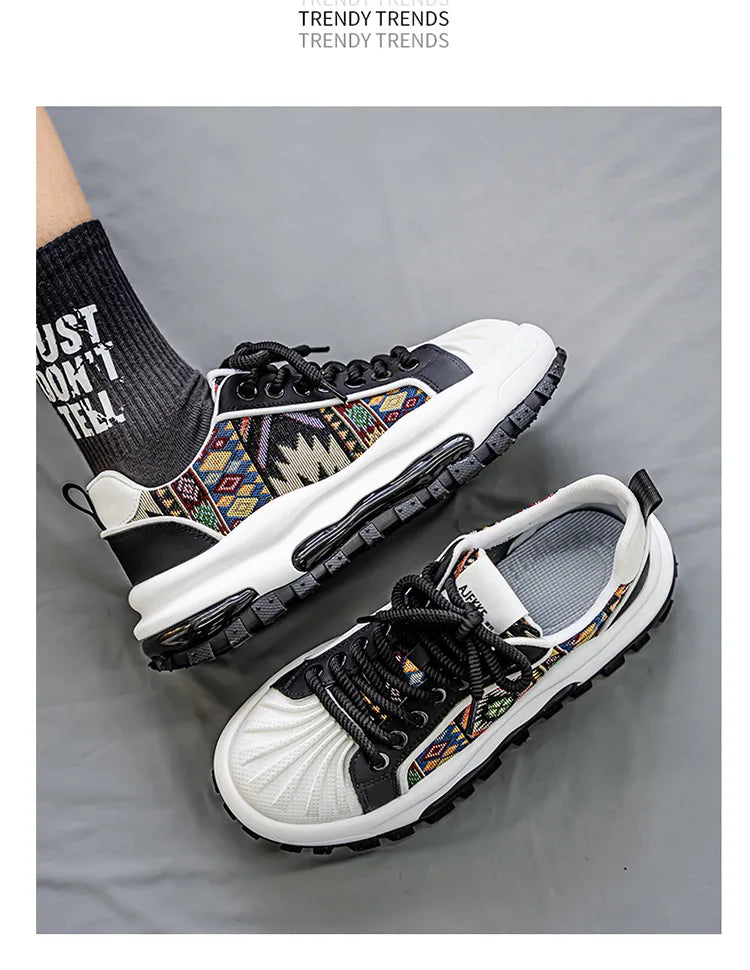 FBA Men's Low Top Thick Soled Platform Sneakers | Casual Sports Shoes