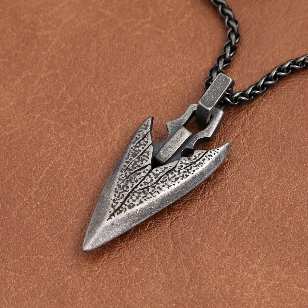 FBA Men's Native Spearhead Arrowhead Pendant Necklace | Stainless Steel Amulet
