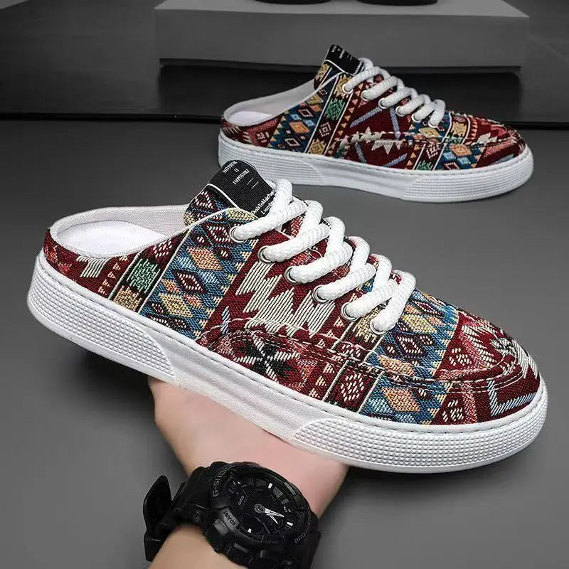 FBA Men's Ethnic Style Platform Board Shoes | Breathable Flat Sneakers