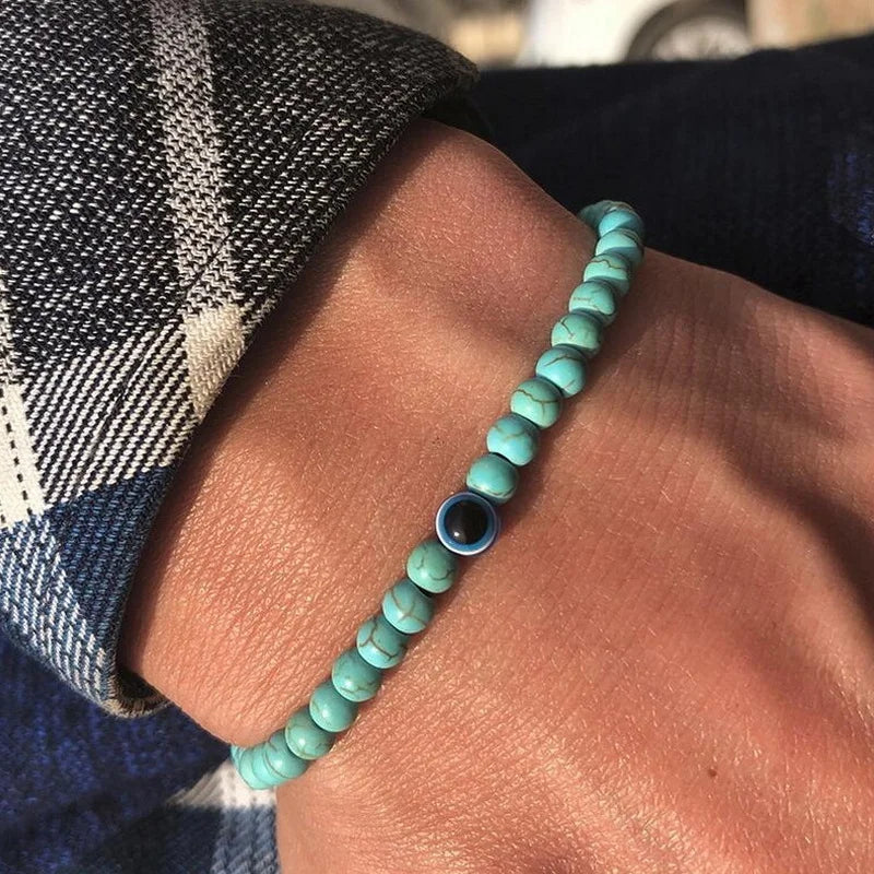 FBA Boho Tiger Eye Evil Eye Elastic Bracelet | Travel Jewelry Gift