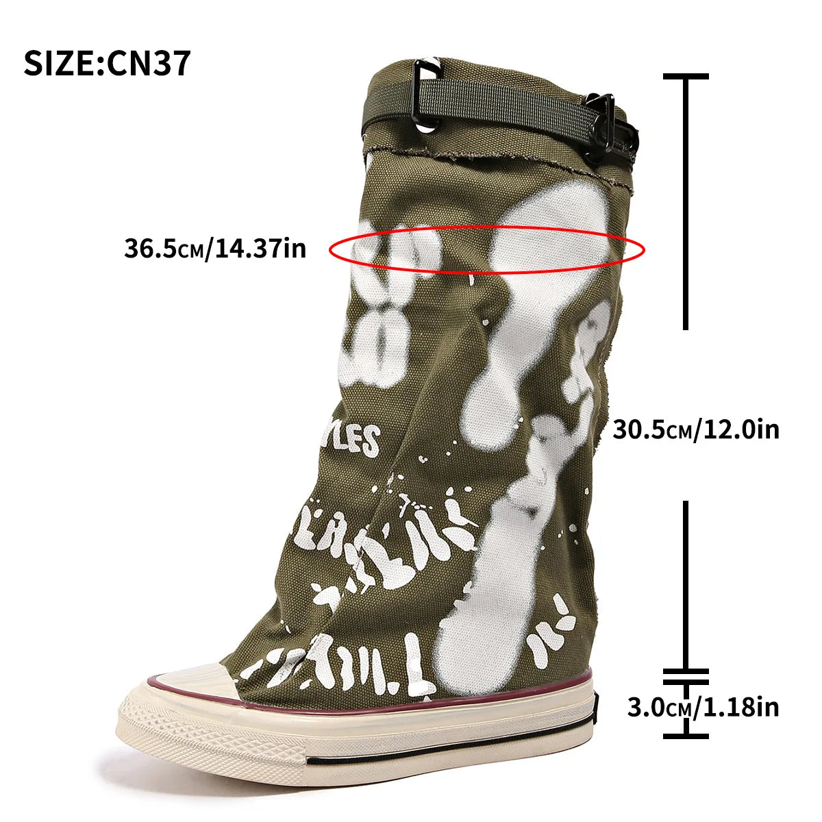 Women's Retro Canvas Slip-On Mid-Calf Sock Boot | FBA Vibes