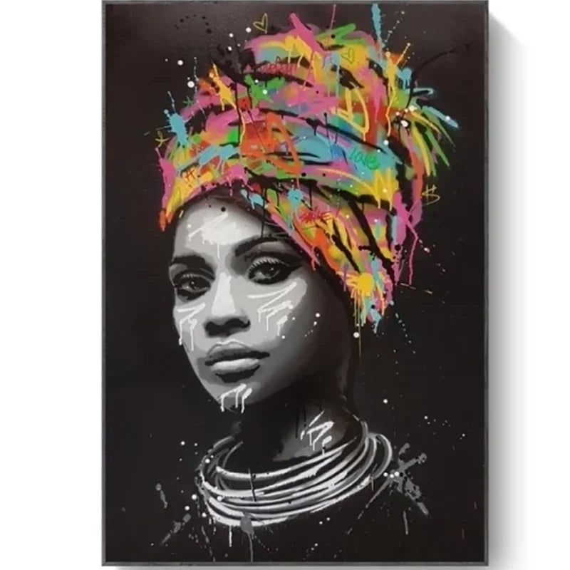 Abstract African Woman Canvas Print | Modern Girl Wall Art for Living Room