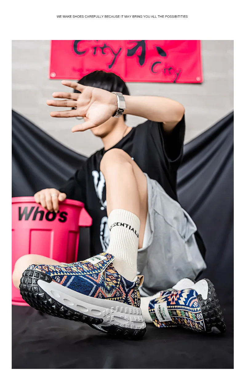 FBA Bohemia Print Canvas Sneakers | Breathable Anti-Slip Casual Shoes