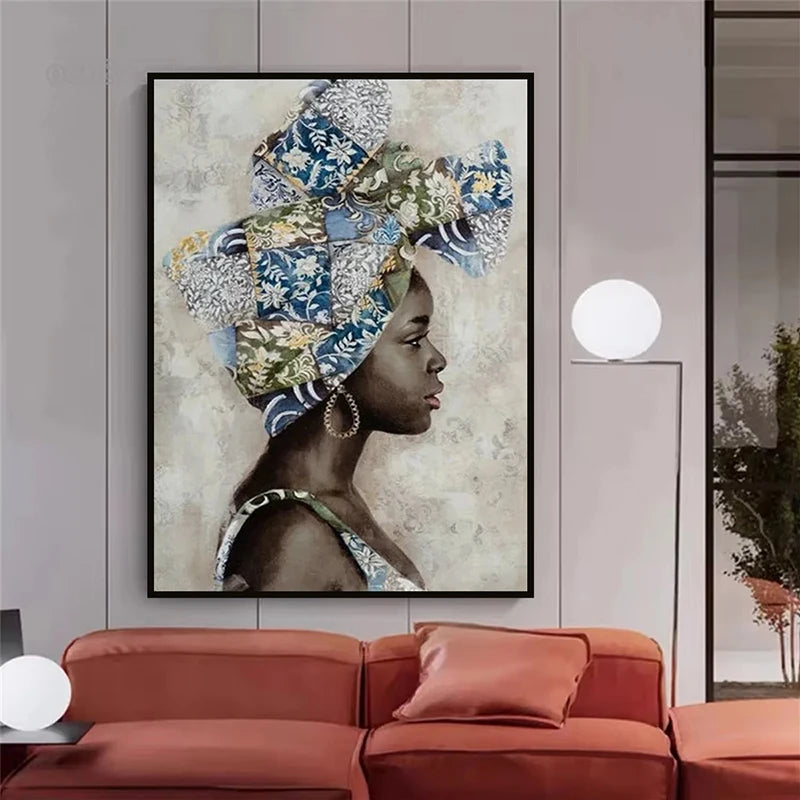 Abstract African Woman Canvas Print | Modern Girl Wall Art for Living Room
