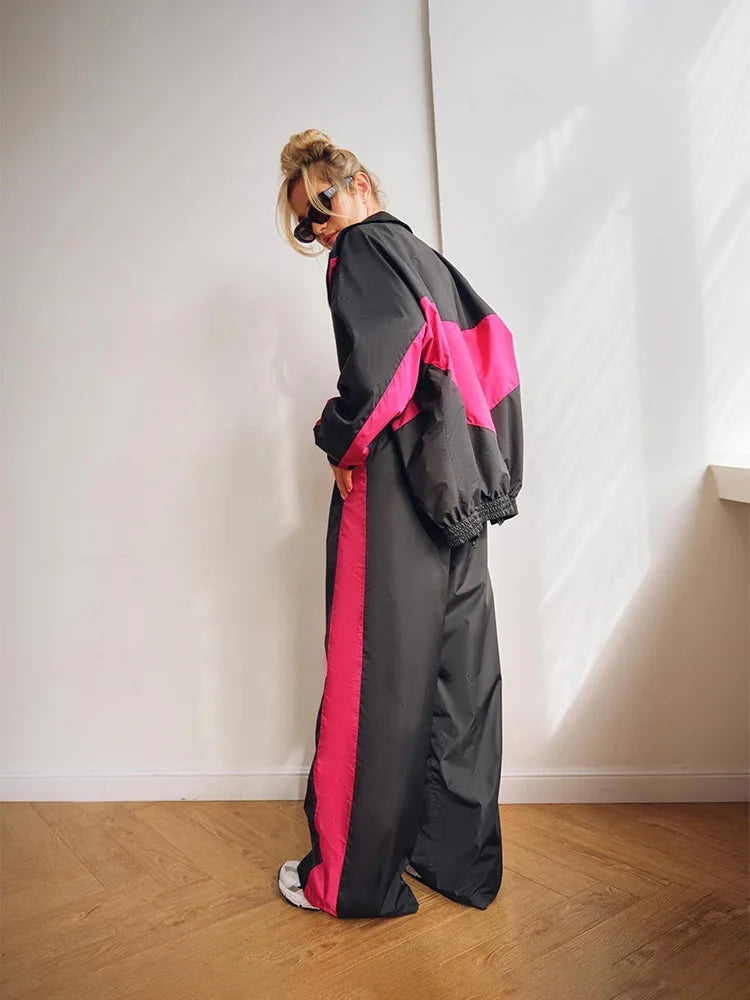 Women's Y2K 2-Piece Tracksuit Set – Zip Sweatshirt & High-Waist Jogger Pants | Streetwear Matching Set | FBA Vibes