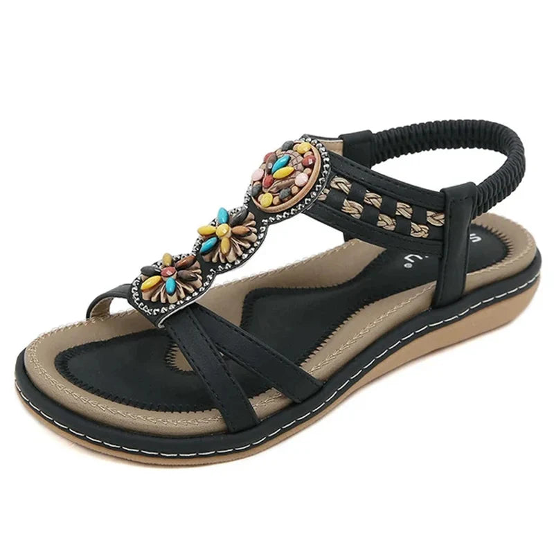 FBA Women's Soft Sole Bohemian Beach Sandals | Flat Bottom Fashion Shoes
