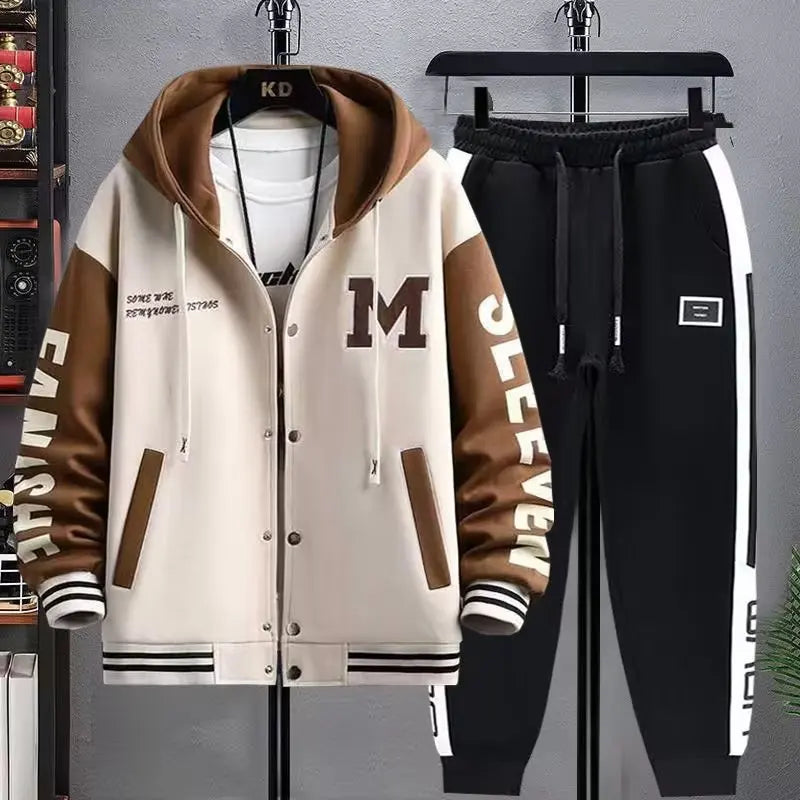 Men's 2-Piece Hooded Tracksuit Set – Hoodie & Jogger Pants | Letter Print | Plus Size M–8XL | FBA Vibes