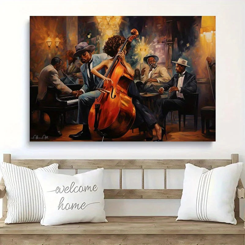 African American Jazz Band Canvas Print | Large Wall Art for Home Decor & Party Backgrounds