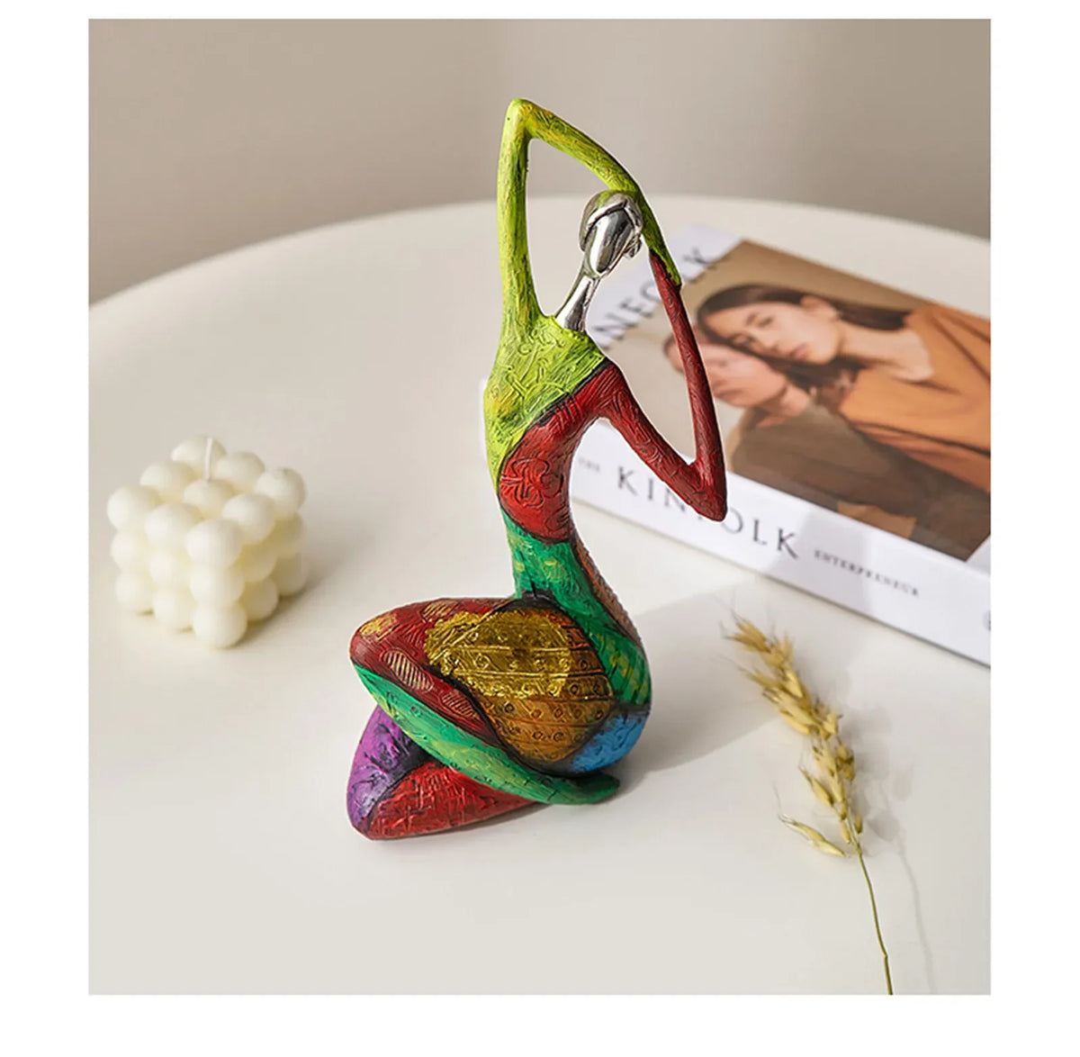 Abstract Female Sculpture | Hand-Painted Resin Art Figurine for Living Room, Desk & Home Decor
