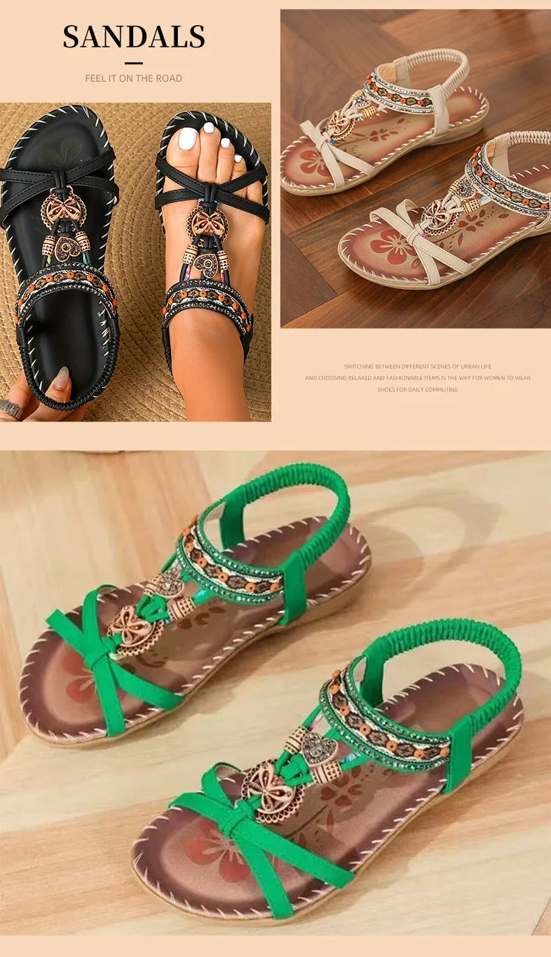 FBA Women's Plus Size Rhinestone Platform Sandals | Summer Fashion Shoes